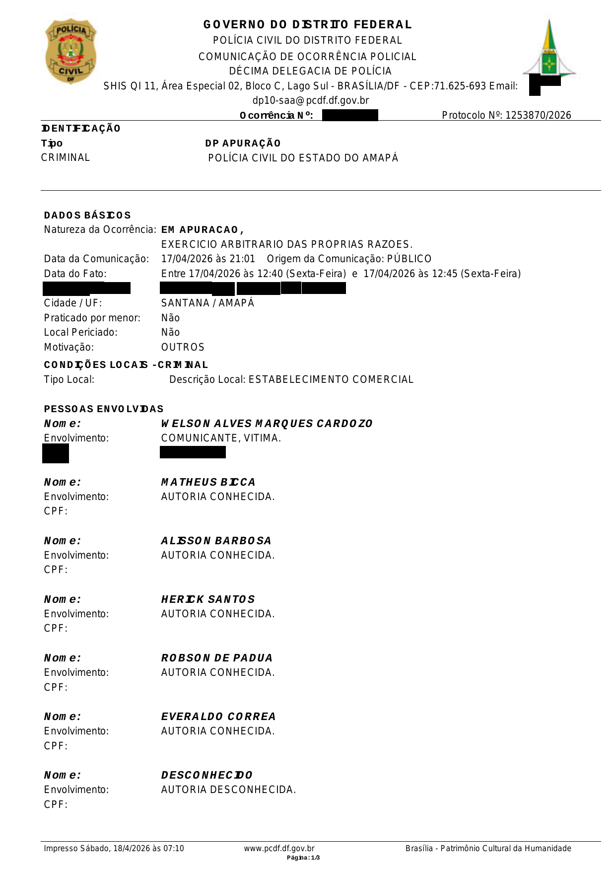Página 1 — BO 773/2026-0 — versão integral autenticada (PCDF) (com dados sensíveis redigidos)