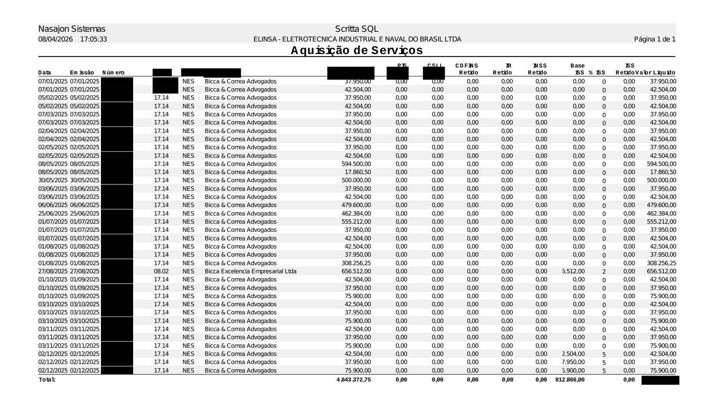 Página 2 — Planilhas de pagamento ao escritório — Elinsa (2024-2026) (com dados sensíveis redigidos)