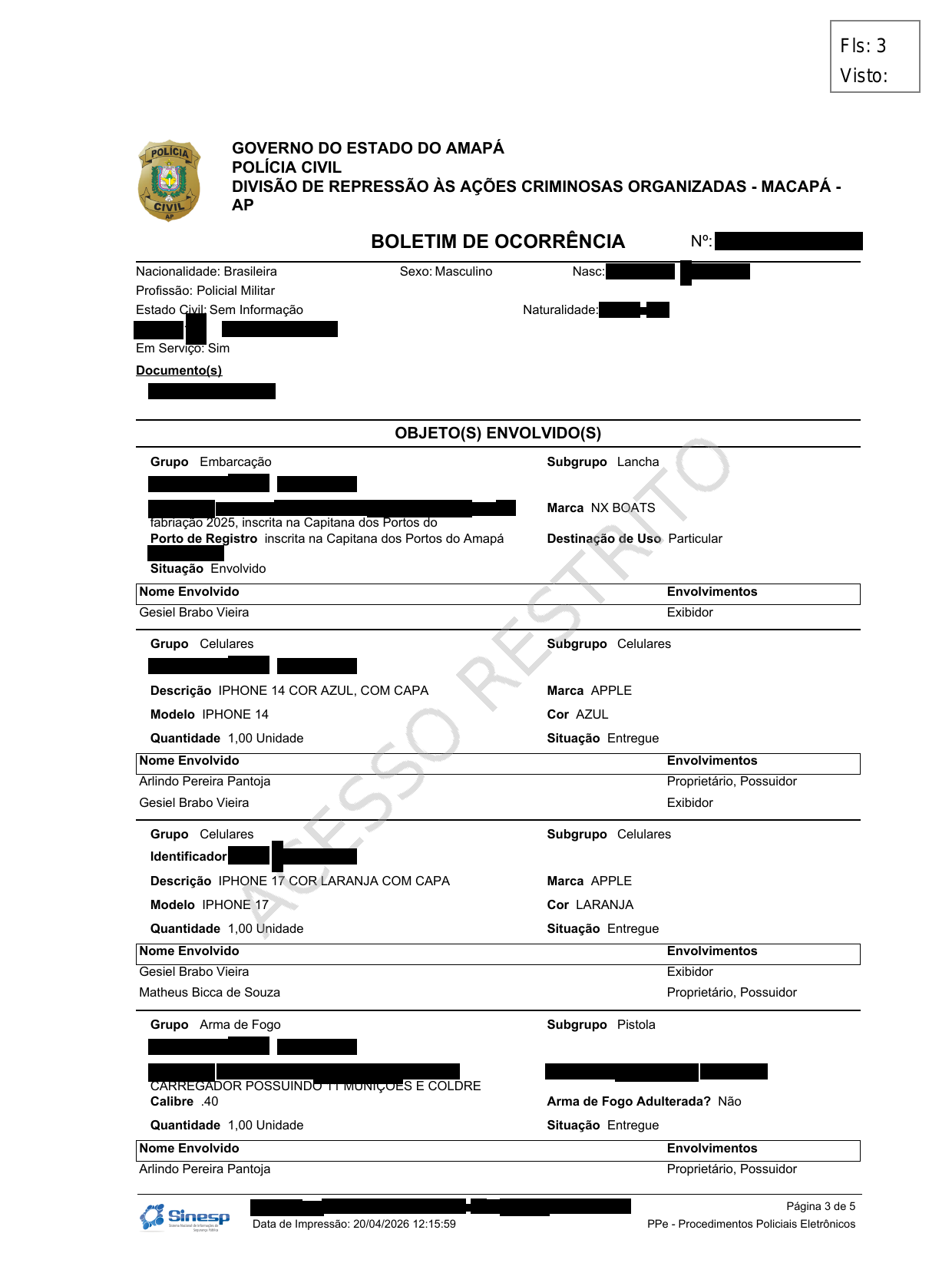 Página 3 — BO 29563/2026 — DRACO/PC-AP (peças selecionadas) (com dados sensíveis redigidos)