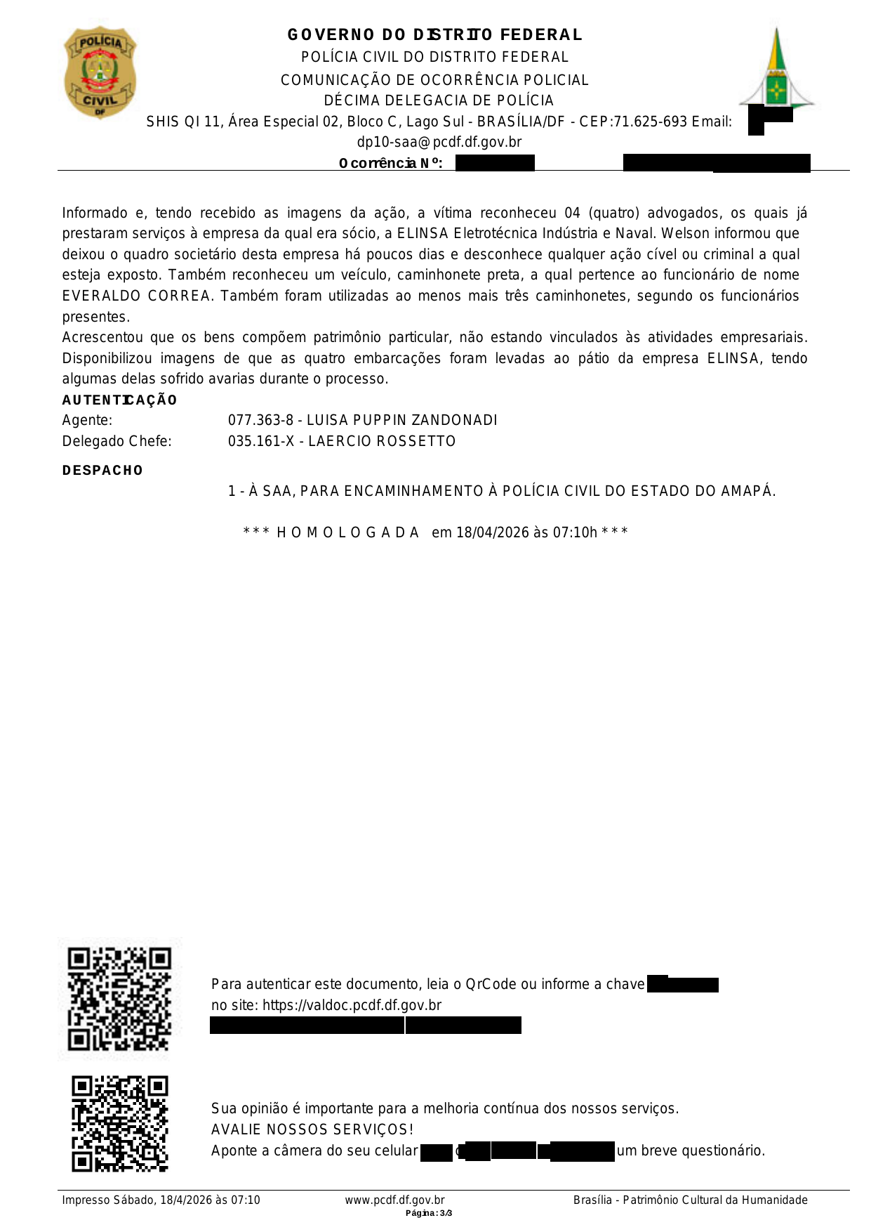 Página 3 — BO 773/2026-0 — versão integral autenticada (PCDF) (com dados sensíveis redigidos)